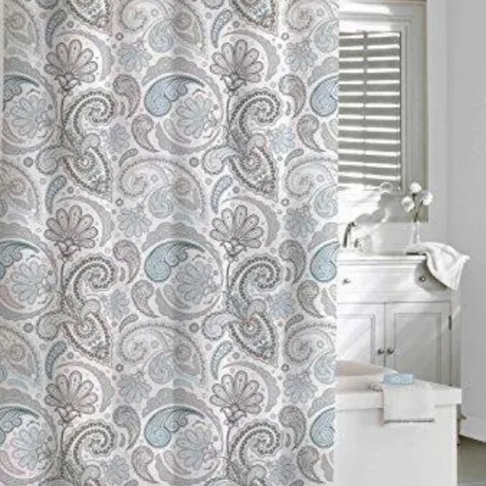 Kassatex SPS-115-BGR Paisley Shower Curtain, Blue/Grey, 72 by 72-Inch